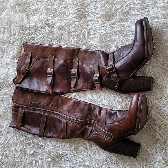 BED STU Statute Motorcycle Leather Knee High Boots - Picture 3 of 8